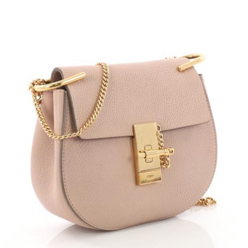 Chloe Drew Small Pink Leather Crossbody Bag